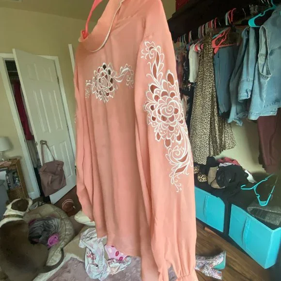 Plus Size - Vintage Western Bob Mackie Silk Blouse with Cutouts - Picture 3 of 4